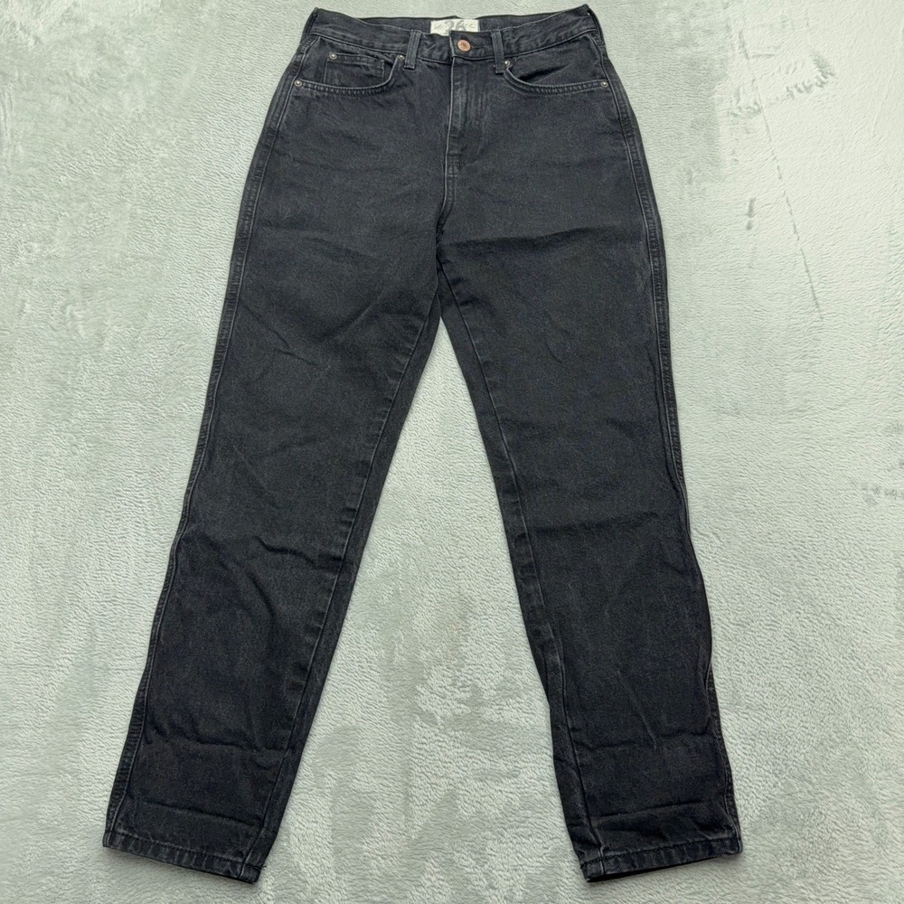 Free People Jeans Womens 26 Black We The Free Mom High Rise Straight Leg Denim